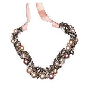 Stella & Dot Beaded Pearl Tie Necklace